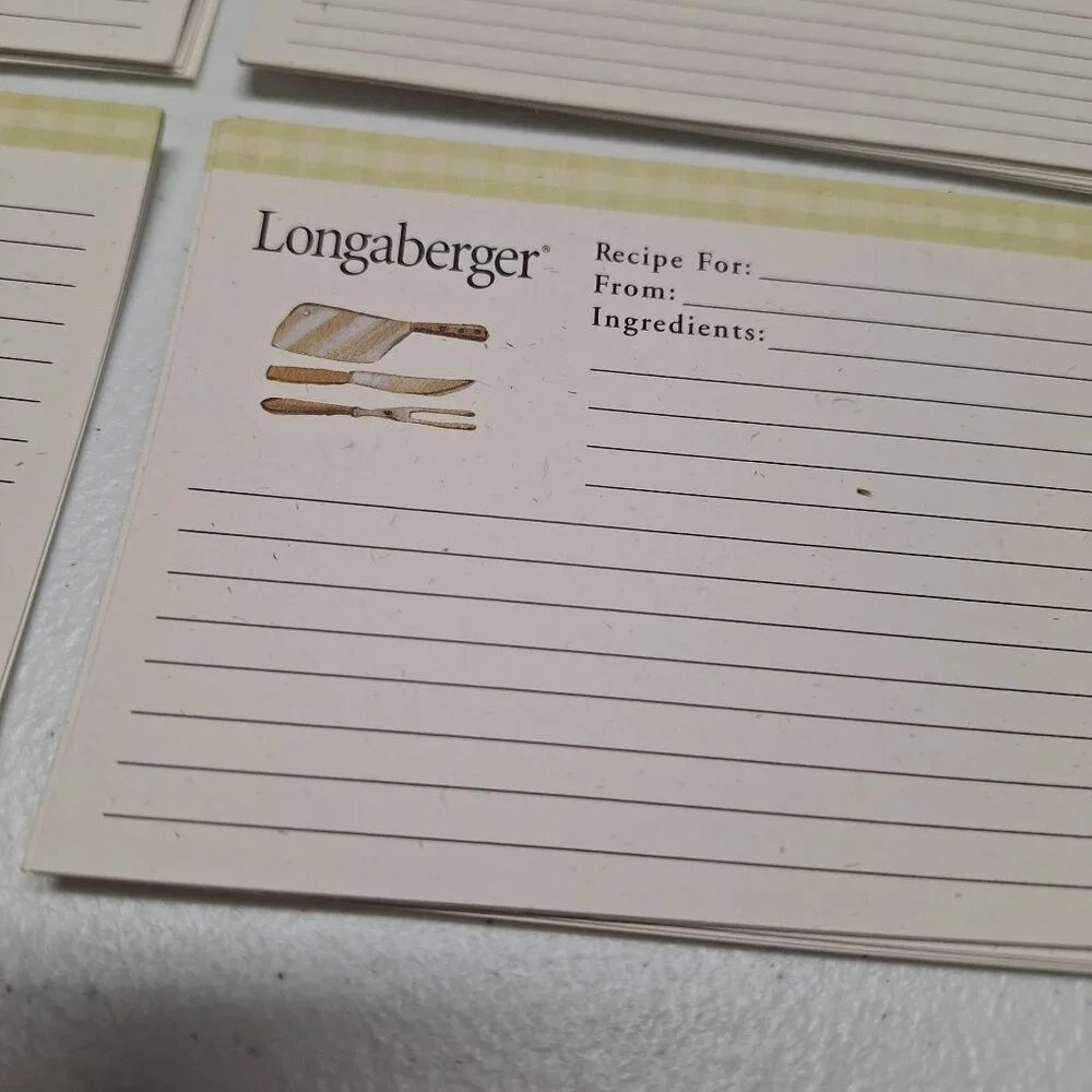Longaberger Recipe Cards Set 20‎ Pieces Basket Rolling Pin Knives Casserole Dish